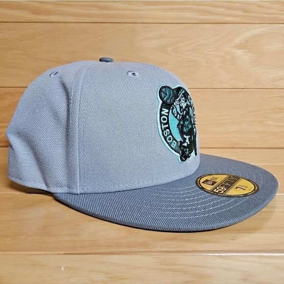 New Era 59Fifty Boston Celtics Fitted Hat Cap Stone Pack Gray Seafoam NWT - Picture 3 of 11